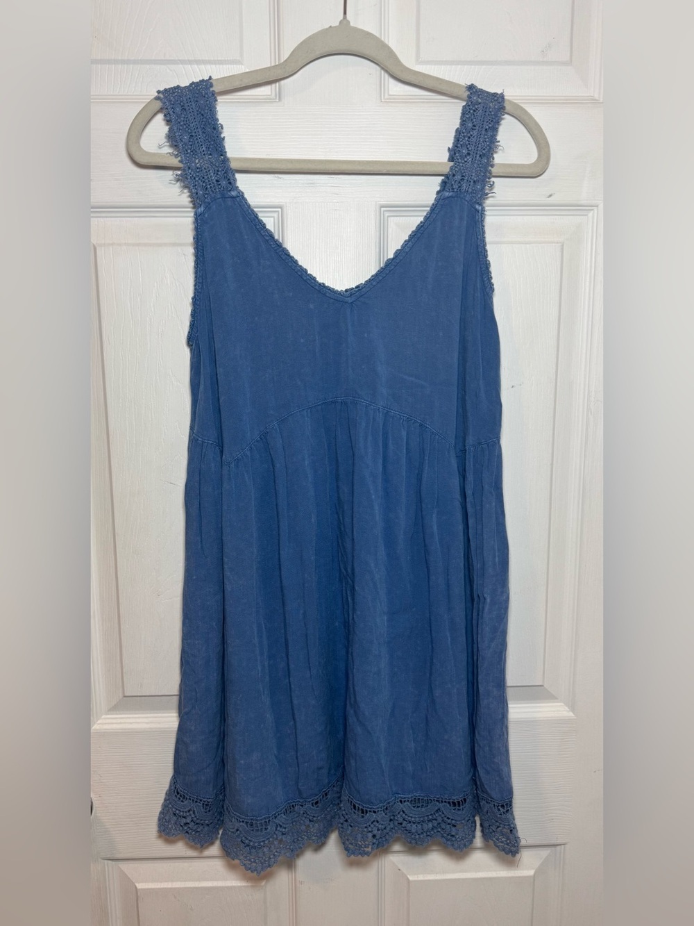 Umgee Lace Cotton Blend Bohemian Babydoll Sleeveless Flowy Dress Women’s Small